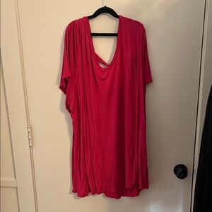 Vibrant Red V-Neck Dress